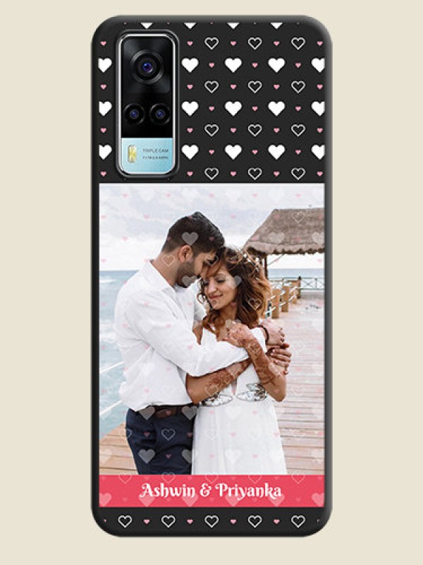 Custom White Color Love Symbols with Text Design on Photo on Space Black Soft Matte Phone Cover - Vivo Y53s