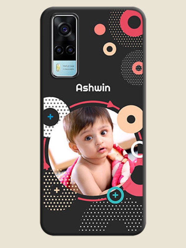 Custom Multicoloured Round Image on Personalised Space Black Soft Matte Cases - Vivo Y53s