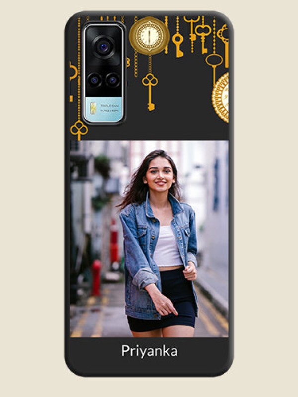 Custom Decorative Design with Text on Space Black Custom Soft Matte Back Cover - Vivo Y53s