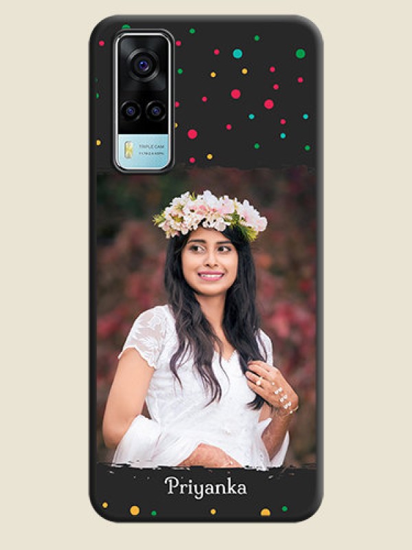 Custom Multicolor Dotted Pattern with Text on Space Black Custom Soft Matte Phone Back Cover - Vivo Y53s