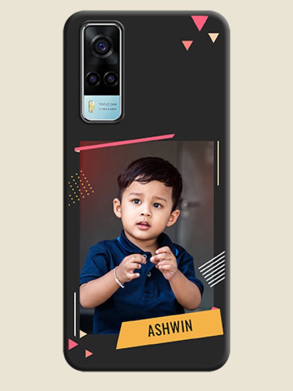 Custom Photo Frame with Triangle Small Dots on Photo on Space Black Soft Matte Back Cover - Vivo Y53s