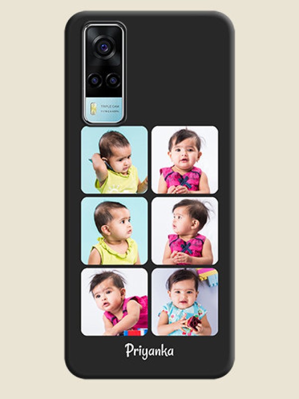 Custom Floral Art with 6 Image Holder on Photo on Space Black Soft Matte Mobile Case - Vivo Y53s