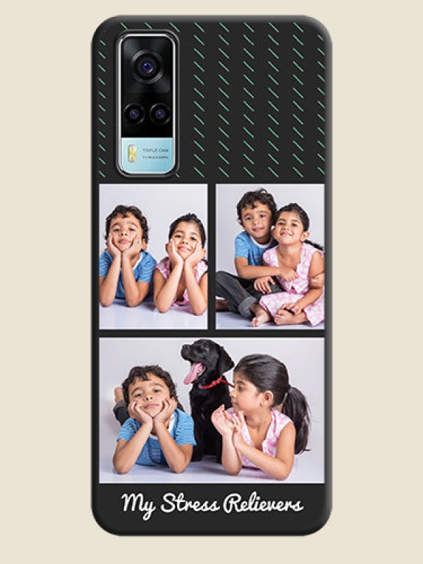 Custom Cross Dotted Pattern with 2 Image Holder  on Personalised Space Black Soft Matte Cases - Vivo Y53s