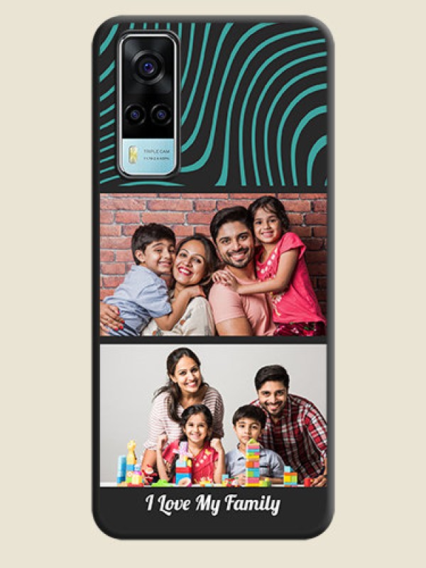 Custom Wave Pattern with 2 Image Holder on Space Black Personalized Soft Matte Phone Covers - Vivo Y53s