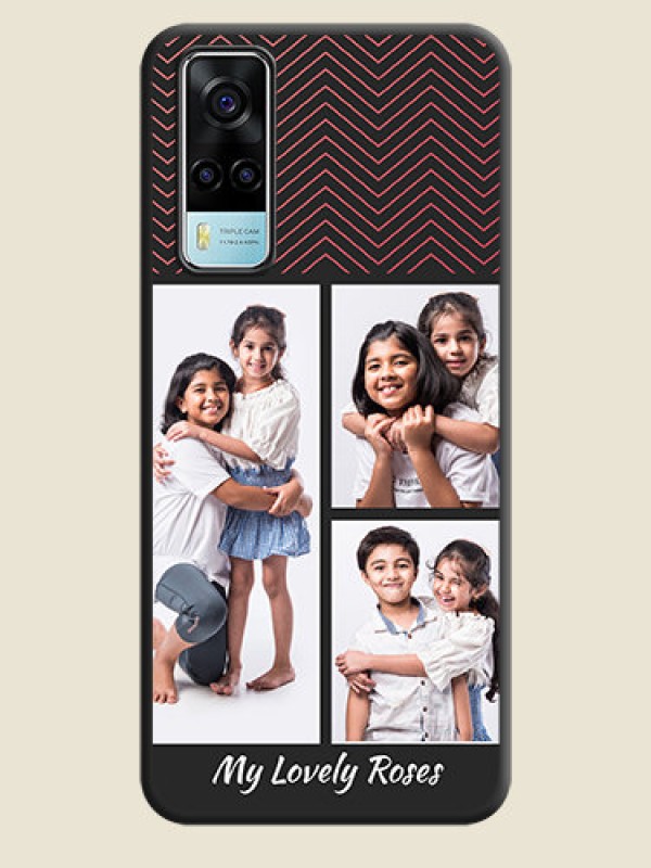 Custom Wave Pattern with 3 Image Holder on Space Black Custom Soft Matte Back Cover - Vivo Y53s