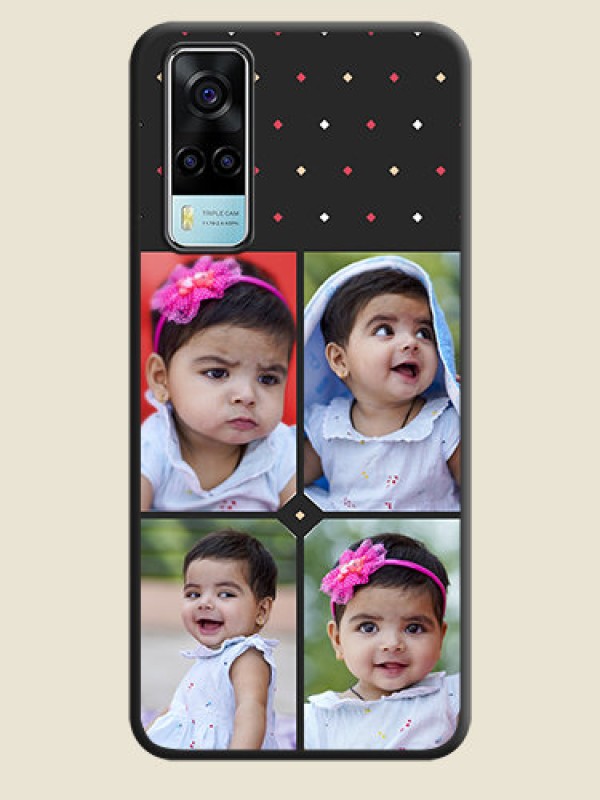 Custom Multicolor Dotted Pattern with 4 Image Holder on Space Black Custom Soft Matte Phone Cases - Vivo Y53s