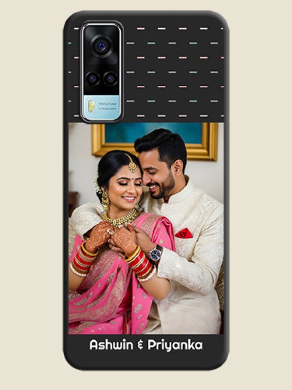 Custom Line Pattern Design with Text on Space Black Custom Soft Matte Phone Back Cover - Vivo Y53s