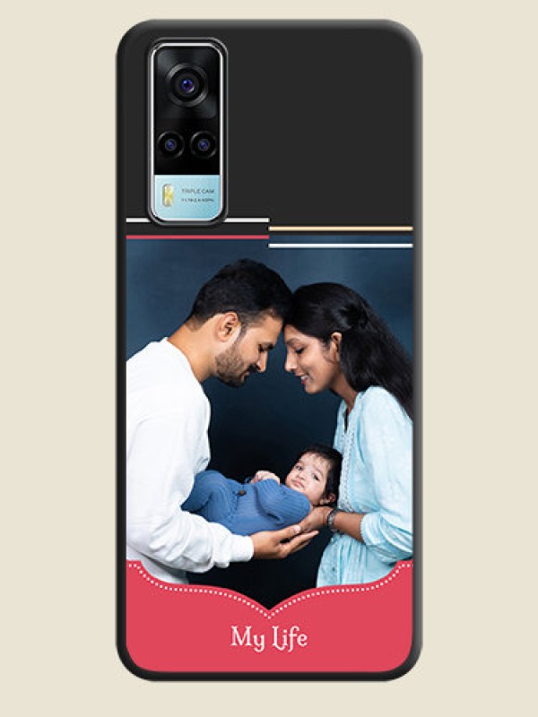 Custom Classic Plain Design with Name on Photo on Space Black Soft Matte Phone Cover - Vivo Y53s