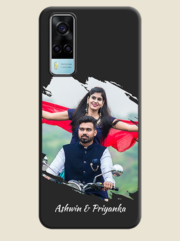 Custom Grunge Brush Strokes on Photo on Space Black Soft Matte Back Cover - Vivo Y53s