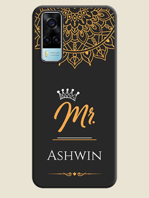 Custom Mr Name with Floral Design  on Personalised Space Black Soft Matte Cases - Vivo Y53s
