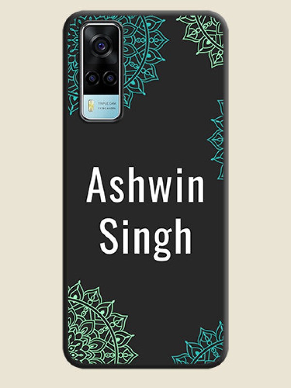 Custom Your Name with Floral Design on Space Black Custom Soft Matte Back Cover - Vivo Y53s