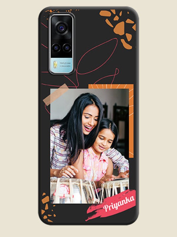 Custom Orange Photo Frame on Space Black Custom Soft Matte Phone Back Cover - Vivo Y53s