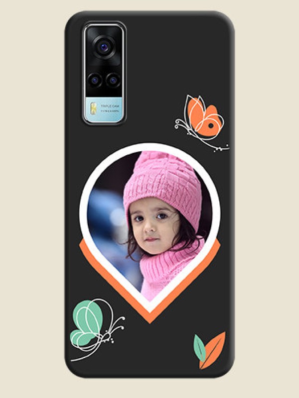 Custom Upload Pic With Simple Butterly Design On Space Black Personalized Soft Matte Phone Covers -Vivo Y53S