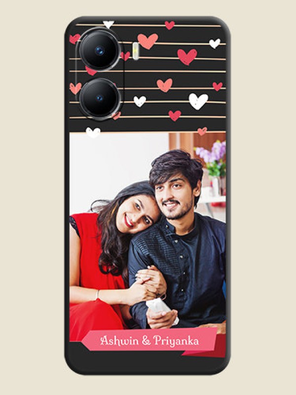 Custom Love Pattern with Name on Pink Ribbon  on Photo on Space Black Soft Matte Back Cover - Vivo Y56 5G