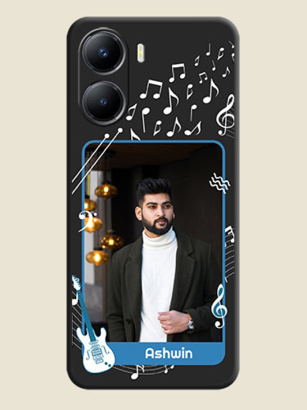 Custom Musical Theme Design with Text on Photo on Space Black Soft Matte Mobile Case - Vivo Y56 5G