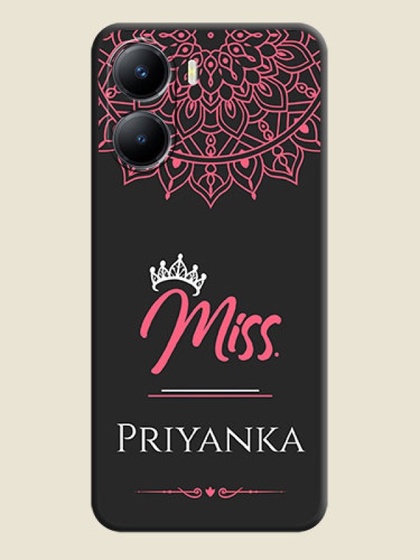 Custom Mrs Name with Floral Design on Space Black Personalized Soft Matte Phone Covers - Vivo Y56 5G