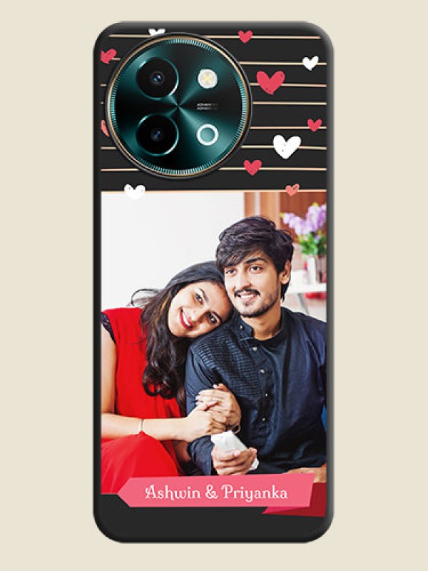 Custom Love Pattern with Name on Pink Ribbon on Photo On Space Black Custom Soft Matte Mobile Back Cover - Vivo Y58 5G