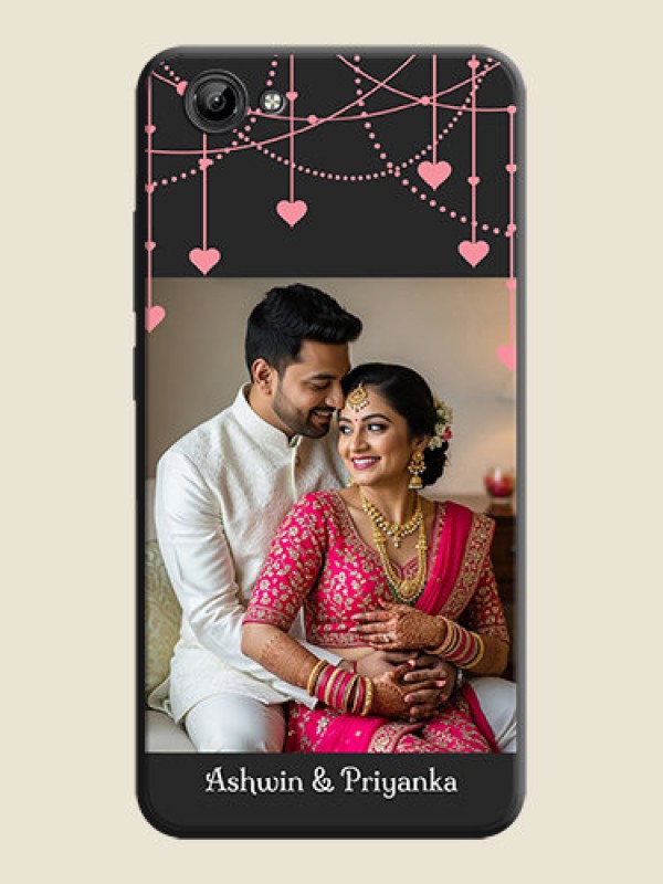 Custom Pink Love Hangings with Text on Space Black Custom Soft Matte Back Cover - Vivo Y71