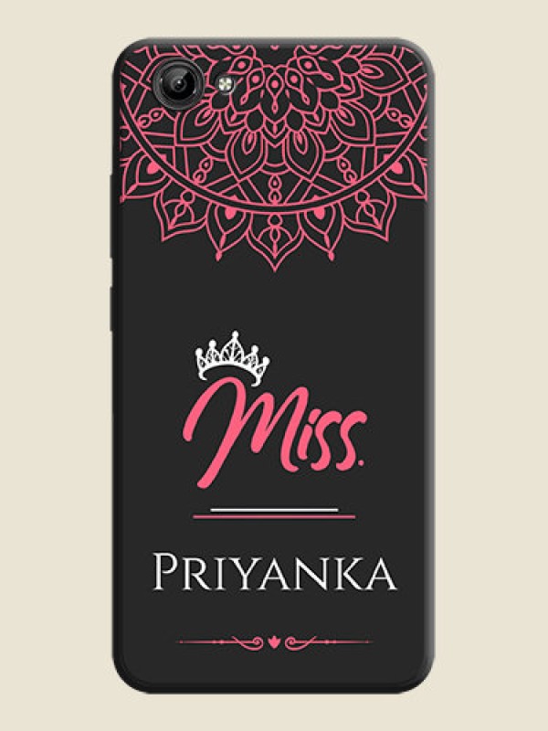 Custom Mrs Name with Floral Design on Space Black Personalized Soft Matte Phone Covers - Vivo Y71