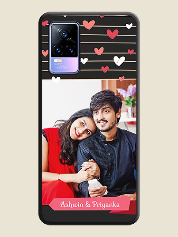 Custom Love Pattern with Name on Pink Ribbon on Photo on Space Black Soft Matte Back Cover - Vivo Y73