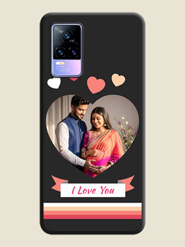 Custom Love Shaped Photo with Colorful Stripes on Personalised Space Black Soft Matte Cases - Vivo Y73