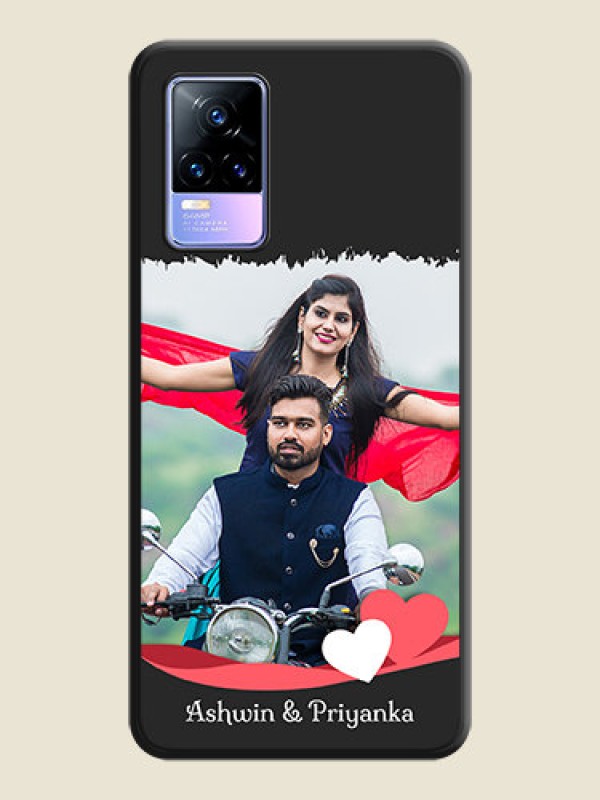 Custom Pin Color Love Shaped Ribbon Design with Text on Space Black Custom Soft Matte Phone Back Cover - Vivo Y73