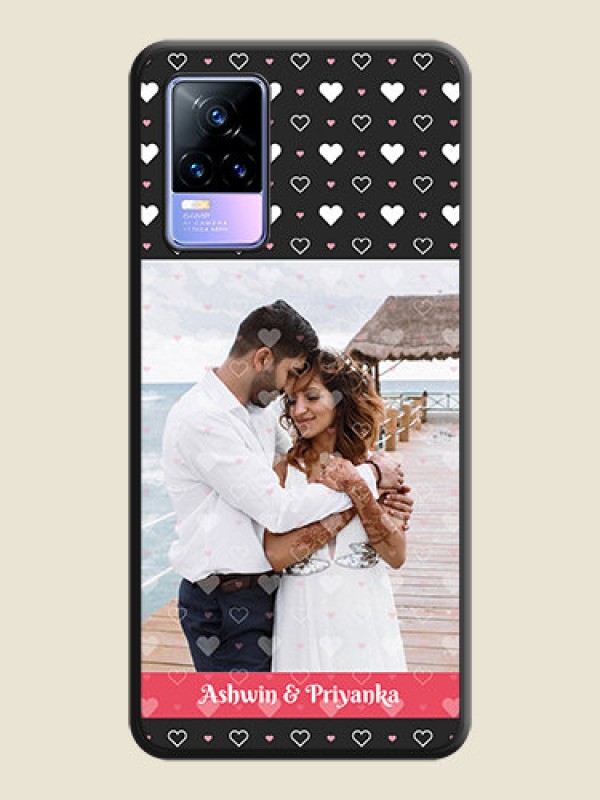 Custom White Color Love Symbols with Text Design on Photo on Space Black Soft Matte Phone Cover - Vivo Y73