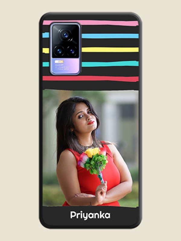 Custom Multicolor Lines with Image on Space Black Personalized Soft Matte Phone Covers - Vivo Y73