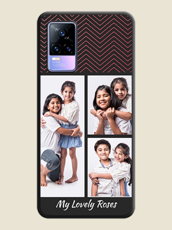 Custom Wave Pattern with 3 Image Holder on Space Black Custom Soft Matte Back Cover - Vivo Y73