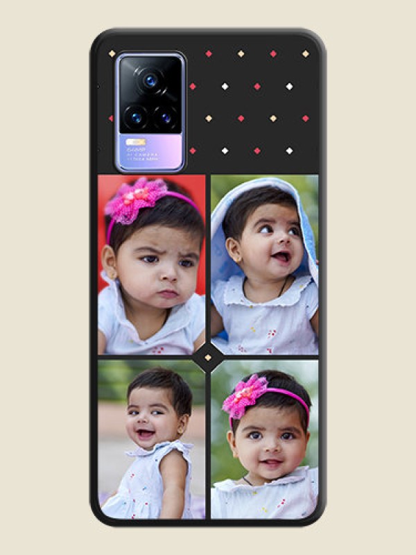 Custom Multicolor Dotted Pattern with 4 Image Holder on Space Black Custom Soft Matte Phone Cases - Vivo Y73