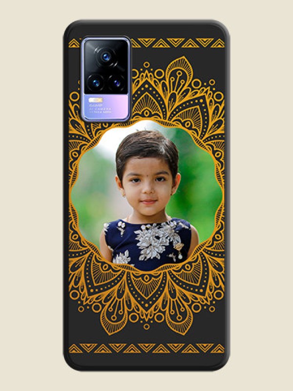 Custom Round Image with Floral Design on Photo on Space Black Soft Matte Mobile Cover - Vivo Y73