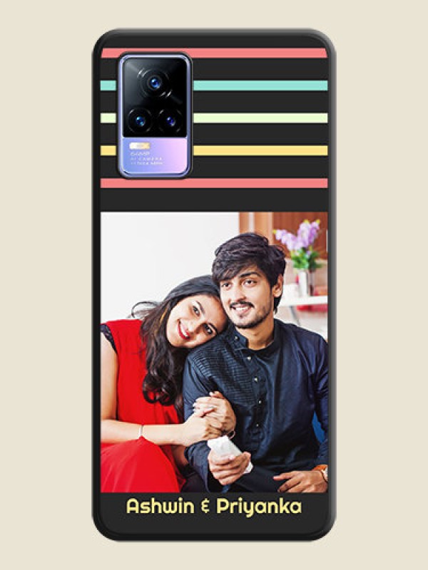 Custom Color Stripes with Photo and Text on Photo on Space Black Soft Matte Mobile Case - Vivo Y73