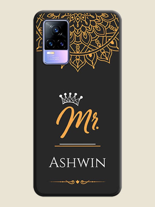 Custom Mr Name with Floral Design on Personalised Space Black Soft Matte Cases - Vivo Y73