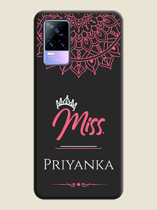 Custom Mrs Name with Floral Design on Space Black Personalized Soft Matte Phone Covers - Vivo Y73