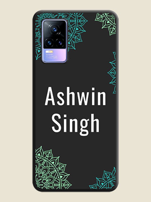 Custom Your Name with Floral Design on Space Black Custom Soft Matte Back Cover - Vivo Y73