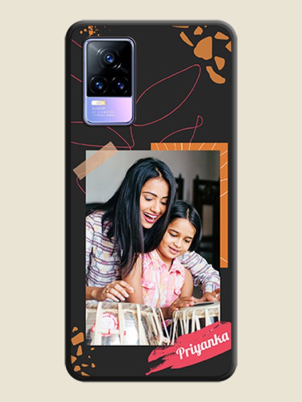 Custom Orange Photo Frame on Space Black Custom Soft Matte Phone Back Cover - Vivo Y73