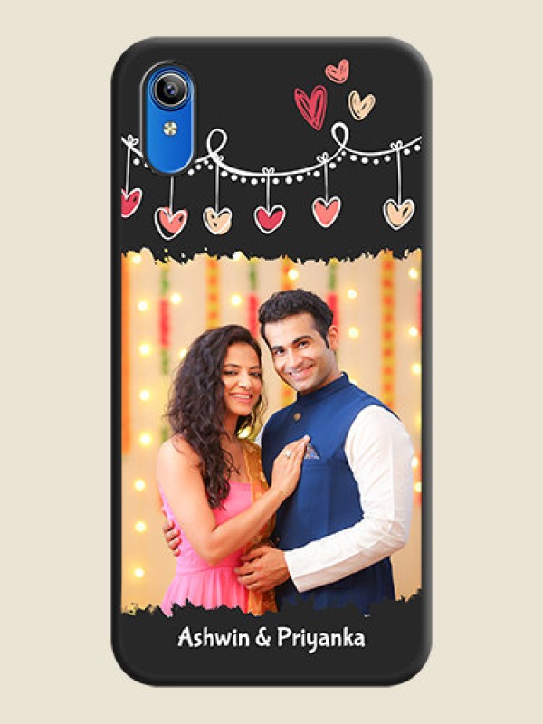 Custom Pink Love Hangings with Name on Space Black Custom Soft Matte Phone Cases - Vivo Y91i