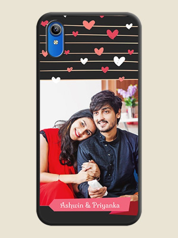 Custom Love Pattern with Name on Pink Ribbon  on Photo on Space Black Soft Matte Back Cover - Vivo Y91i