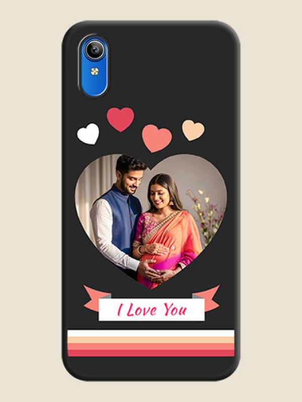 Custom Love Shaped Photo with Colorful Stripes on Personalised Space Black Soft Matte Cases - Vivo Y91i
