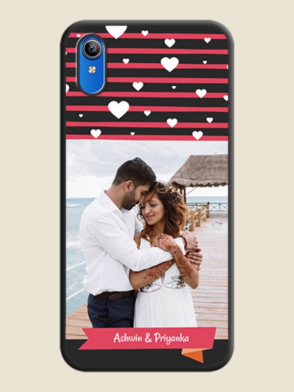 Custom White Color Love Symbols with Pink Lines Pattern on Space Black Custom Soft Matte Phone Cases - Vivo Y91i