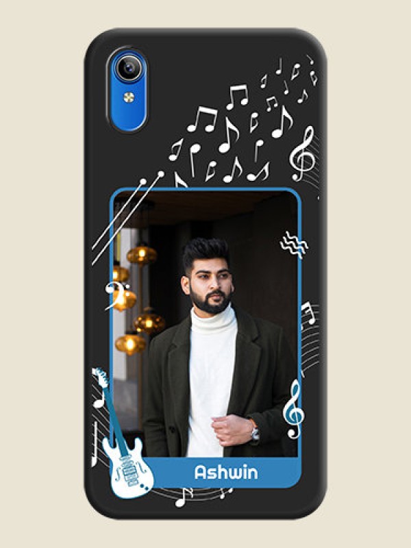Custom Musical Theme Design with Text on Photo on Space Black Soft Matte Mobile Case - Vivo Y91i
