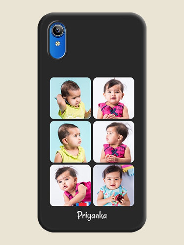 Custom Floral Art with 6 Image Holder on Photo on Space Black Soft Matte Mobile Case - Vivo Y91i