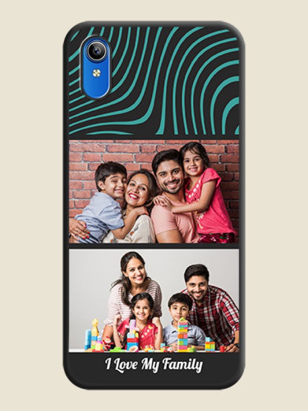 Custom Wave Pattern with 2 Image Holder on Space Black Personalized Soft Matte Phone Covers - Vivo Y91i