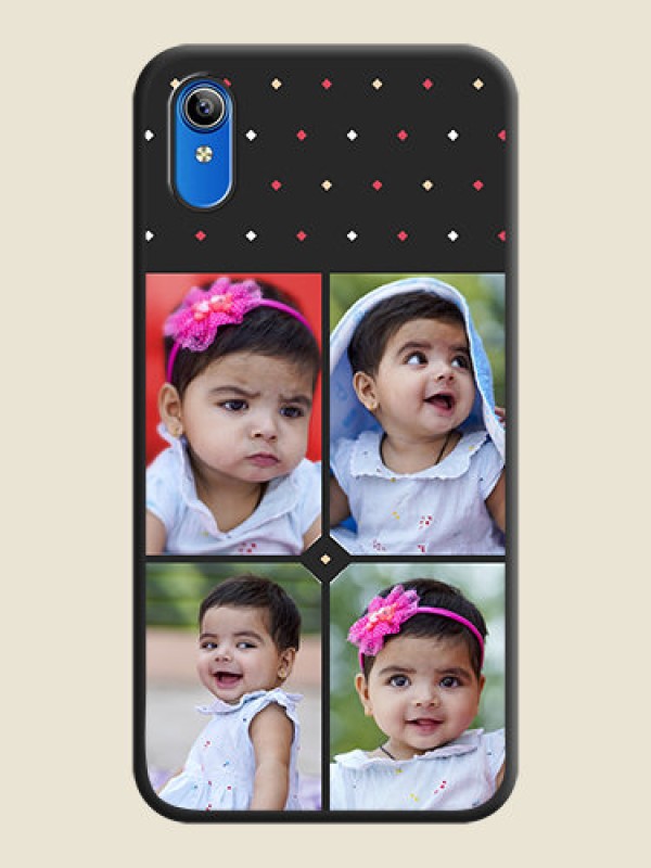 Custom Multicolor Dotted Pattern with 4 Image Holder on Space Black Custom Soft Matte Phone Cases - Vivo Y91i