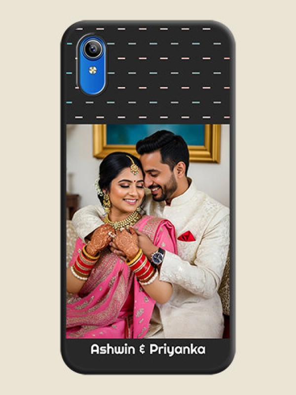 Custom Line Pattern Design with Text on Space Black Custom Soft Matte Phone Back Cover - Vivo Y91i