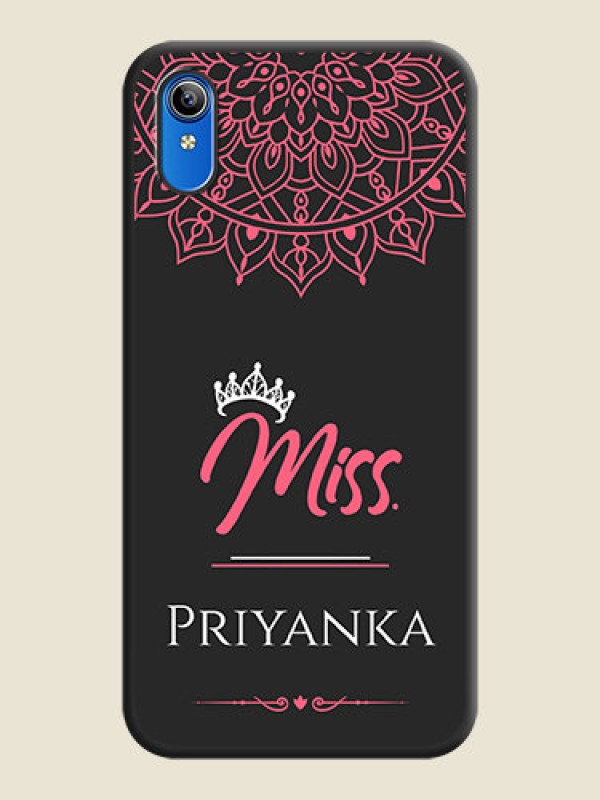 Custom Mrs Name with Floral Design on Space Black Personalized Soft Matte Phone Covers - Vivo Y91i