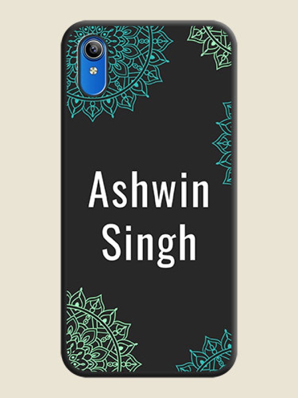 Custom Your Name with Floral Design on Space Black Custom Soft Matte Back Cover - Vivo Y91i