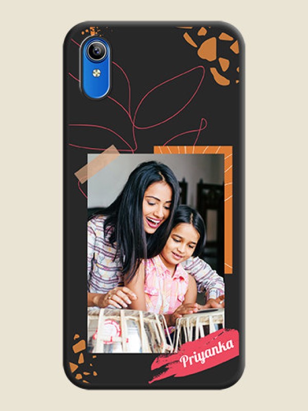 Custom Orange Photo Frame on Space Black Custom Soft Matte Phone Back Cover - Vivo Y91i