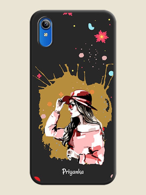 Custom Mordern Lady With Color Splash Background With Custom Text On Space Black Personalized Soft Matte Phone Covers -Vivo Y91I