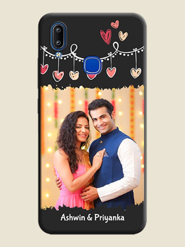 Custom Pink Love Hangings with Name on Space Black Custom Soft Matte Phone Cases - Vivo Y95